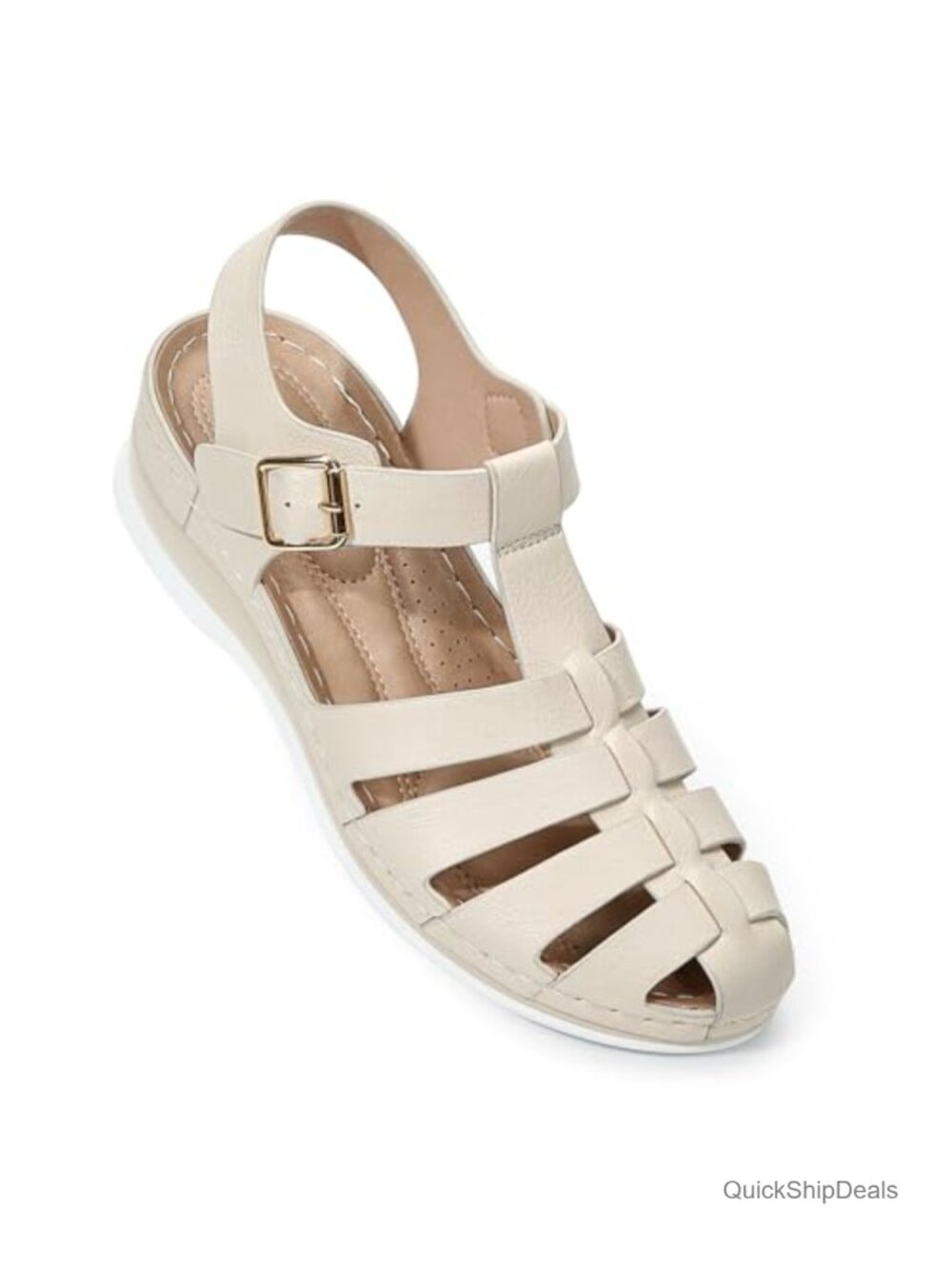 Womens Closed Toe Platform Fisherman Sandals Wide Width Adjustable Strap